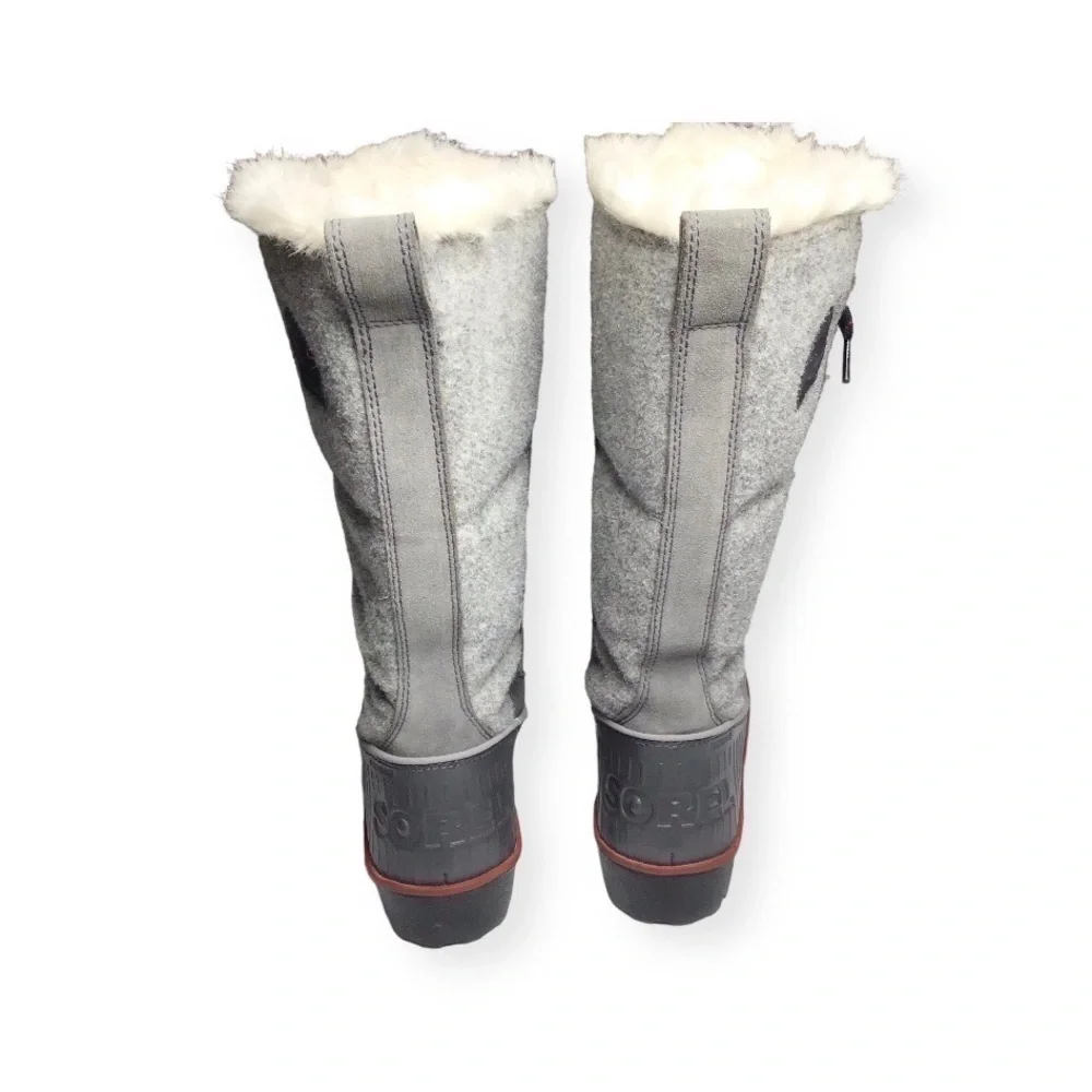 Sorel Tivoli High II Shearling Snow Boot NL2330-089 in Grey Suede Size 6.